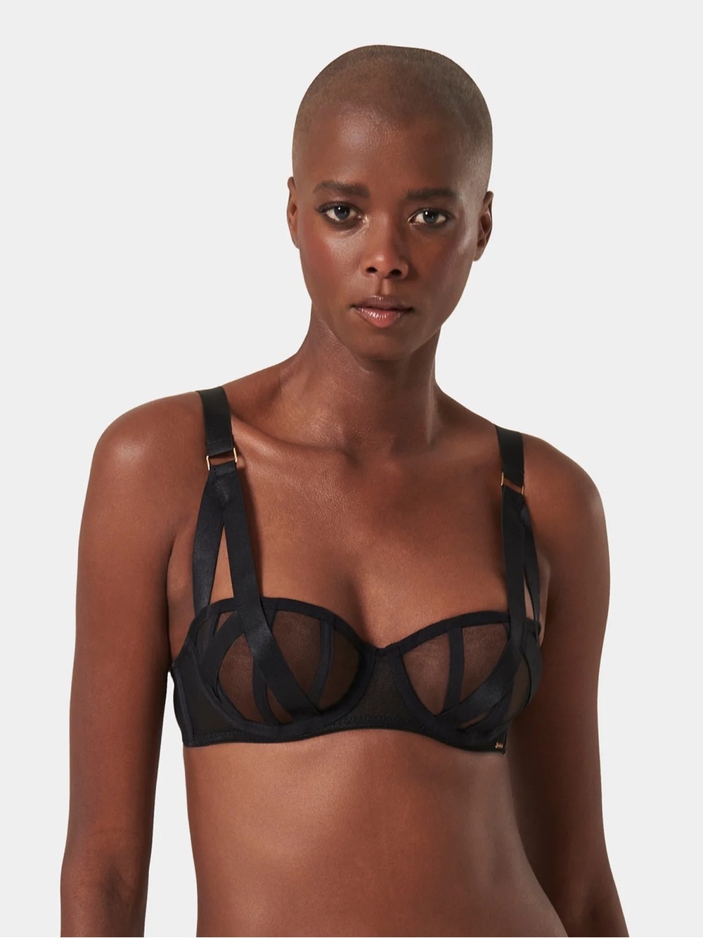 Bluebella Black Sheer Strappy Balcony Bra
